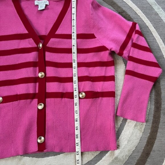 Rachel Zoe Pink & Red Sweater Cardigan Woman's Size XL - Picture 6 of 7